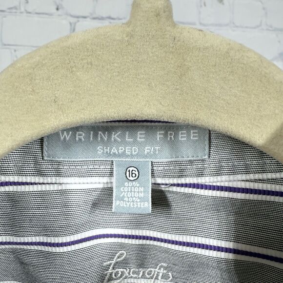 Foxcroft Shirt Womens Size 16 Wrinkle Free Long Sleeve Abstract Travel Friendly - Picture 7 of 11